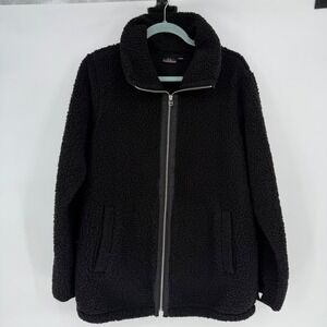 CZ By Nina Leonard Black Sherpa Fleece Zip Up Jacket Women